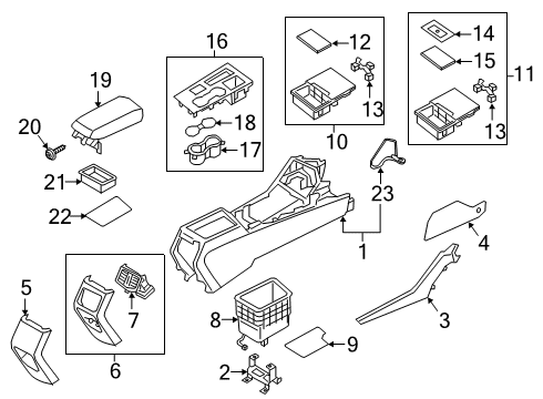 2018 Kia Optima Center Console Panel Assembly-Floor CONSO Diagram for 84613D5000WK