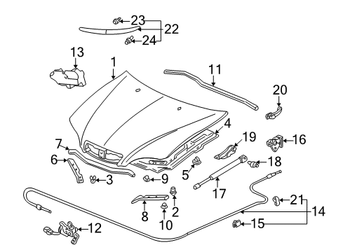 2003 Acura TL Hood & Components Insulator, Hood Diagram for 74141-S0K-A01