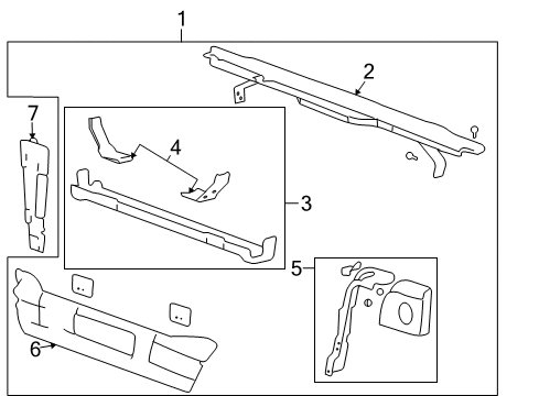 2007 Hummer H2 Radiator Support Upper Tie Bar Diagram for 19178300