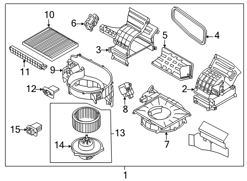 2013 Kia Sportage Blower Motor & Fan Cover Assembly-Air Filter Diagram for 971292M000