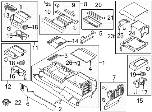 2018 Ford F-150 Front Console Top Panel Diagram for JL3Z-1504567-AB