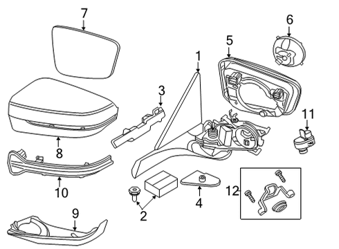 2021 BMW 840i xDrive Gran Coupe Parking Aid SET OF MIRROR BASE CAPS Diagram for 51169466632