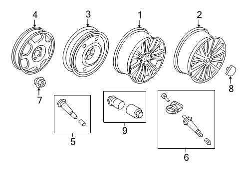 2019 Lincoln Continental Wheels Wheel, Alloy Diagram for GD9Z-1007-C