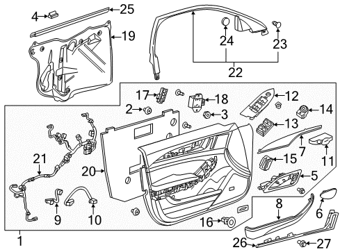 2017 Cadillac CTS Interior Trim - Front Door Applique Diagram for 23459288