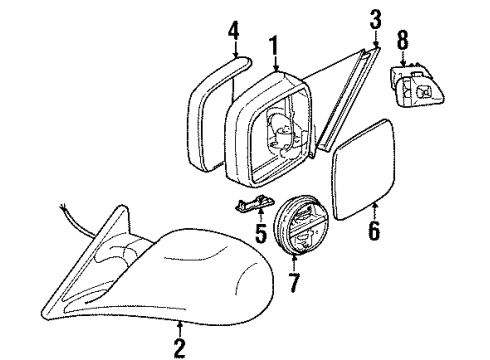 1997 BMW 328i Outside Mirrors Mirror Glass, Heated, Convex, Right Diagram for 51168119715