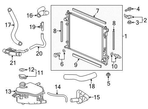 2016 Honda Civic Radiator & Components Bracket A, Expansion Diagram for 19114-5AA-A00