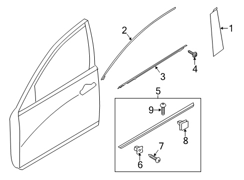 2015 Kia Cadenza Exterior Trim - Front Door WEATHERSTRIP Assembly-Front Door Belt Diagram for 822203R001