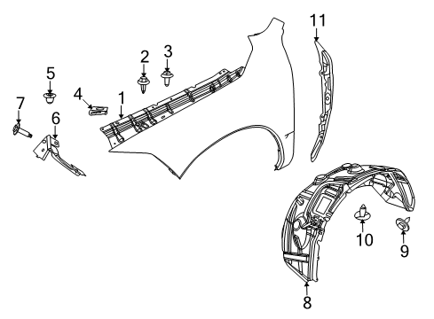 2013 Ram 2500 Fender & Components Shield-WHEELHOUSE Diagram for 68053736AG