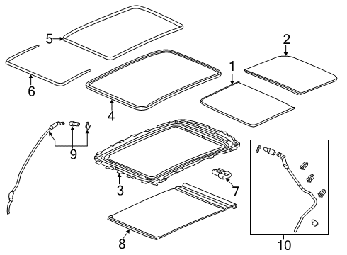 2022 Acura RDX Sunroof Tube, Front Drain Diagram for 70050-TJB-A00