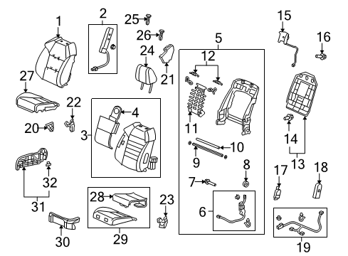 2013 Acura MDX Passenger Seat Components Bolt, Reclining Diagram for 90102-SDB-A72
