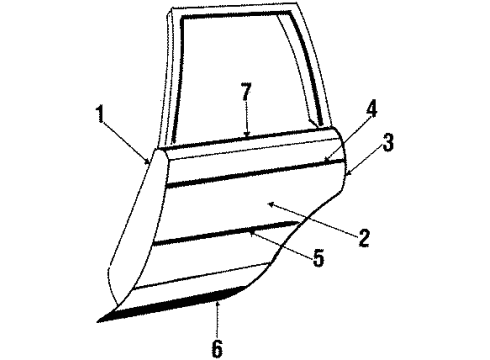 1984 Buick Regal Rear Door Sealing Strip, Front Side Door Bottom Auxiliary Diagram for 20376226