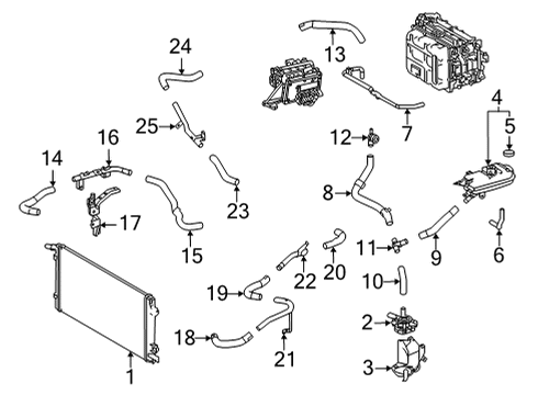 2017 Toyota Mirai Inverter Cooling Components Inverter Hose T-Connector Diagram for 90413-17004