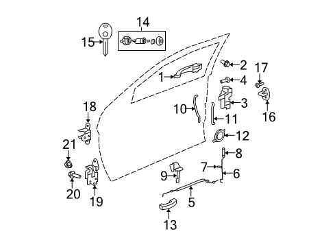 2010 Chrysler Sebring Front Door - Lock & Hardware Handle-Exterior Door Diagram for 1KR95SW1AD