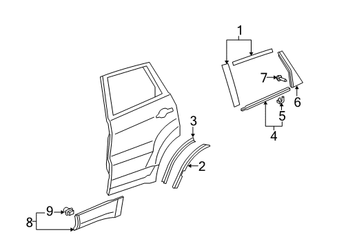 2010 Acura RDX Exterior Trim - Rear Door Seal, Right Rear Door Wheel Arch Diagram for 72811-STK-A02