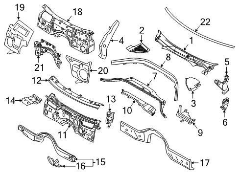2019 BMW 330i Cowl SUPPORTING STRUT, FRONT WALL Diagram for 41007486649