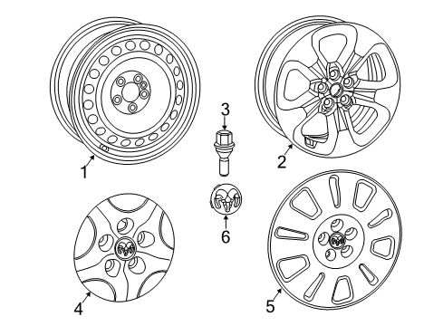 2021 Ram ProMaster City Wheels Wheel Cover Diagram for 68263172AA