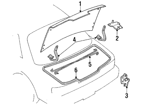 1989 Nissan 240SX Trunk Hinge Trunk LH Diagram for 84401-35F00