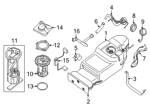 2010 Nissan Frontier Fuel Supply Lever Complete-Accelerator, W/DRUM Diagram for 18002-EA000