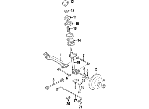 1988 Nissan Maxima Rear Suspension Components, Stabilizer Bar & Components Strut Mounting Insulator Assembly Diagram for 55321-D5001