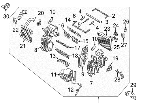 2018 Hyundai Elantra GT A/C & Heater Control Units Heater & Evaporator Assembly Diagram for 97205-G3240