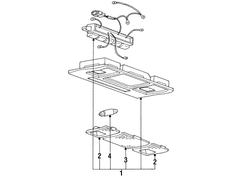 1991 Hyundai Scoupe Overhead Lamps Room Lamp Assembly Diagram for 92800-23000-BP