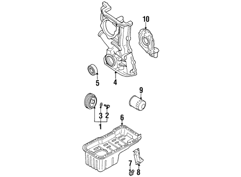 1999 Nissan Sentra Engine Parts, Mounts, Cylinder Head & Valves, Camshaft & Timing, Oil Pan, Oil Pump, Crankshaft & Bearings, Pistons, Rings & Bearings, Variable Valve Timing Cover Assembly-Front, Timing Chain Diagram for 13500-0M302