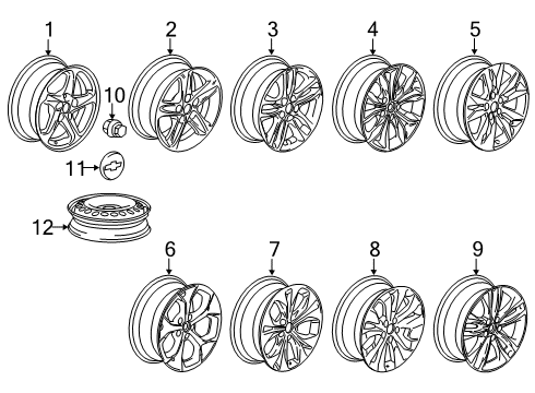 2020 Chevrolet Malibu Wheels Wheel, Alloy Diagram for 22969723
