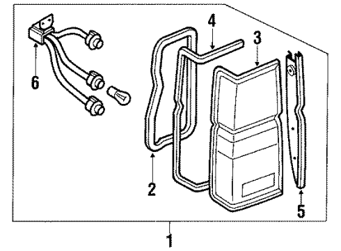 1989 Nissan Pathfinder Combination Lamps Bulb Socket Assembly, W/Harness Diagram for 26551-41G00