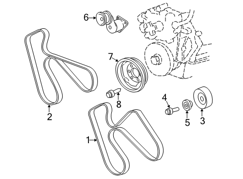 2002 Dodge Dakota Belts & Pulleys Bolt Diagram for 6035838