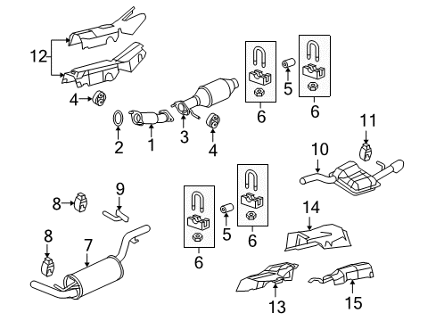 2008 Ford Focus Exhaust Components Rear Muffler Diagram for 8S4Z-5A289-C