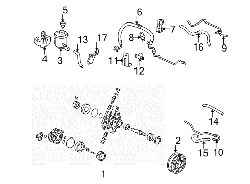 2007 Honda Civic P/S Pump & Hoses, Steering Gear & Linkage Pump Sub-Assembly, P.S Diagram for 56110-RNA-315