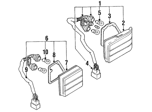 1991 Hyundai Sonata Bulbs Rear Combination Inside Bulb Holder Diagram for 92495-33000