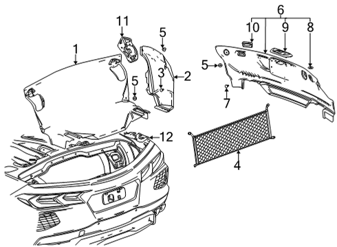2021 Chevrolet Corvette Interior Trim - Rear Body Side Trim Panel Diagram for 84544492