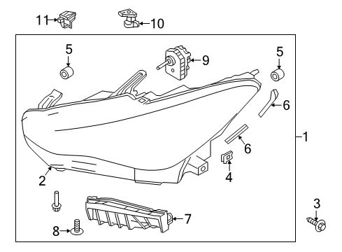 2017 Infiniti Q60 Headlamps Headlamp Assembly Left Diagram for 26060-5CH1A