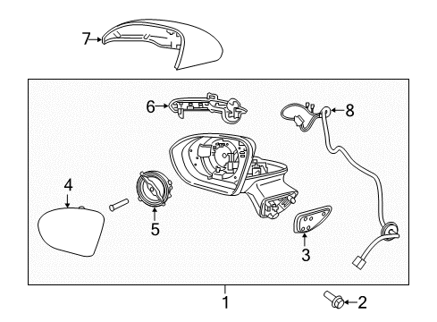 2016 Chevrolet Cruze Outside Mirrors Mirror Assembly Diagram for 39125822
