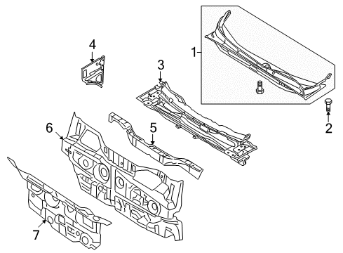 2008 Hyundai Veracruz Cowl Insulator-Dash Panel Diagram for 84124-3J010
