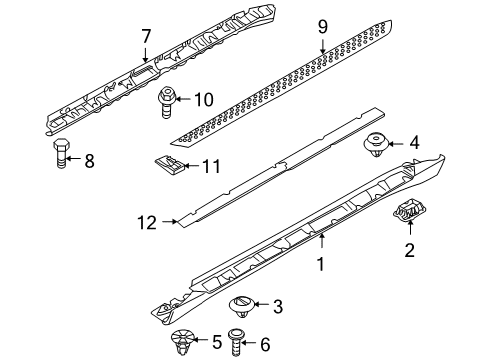 2014 BMW X6 Exterior Trim - Pillars, Rocker & Floor Spacer Clip Diagram for 07147122912