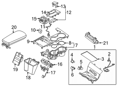 2021 Kia K5 Center Console Charger Assembly-Usb Diagram for 96125L2000
