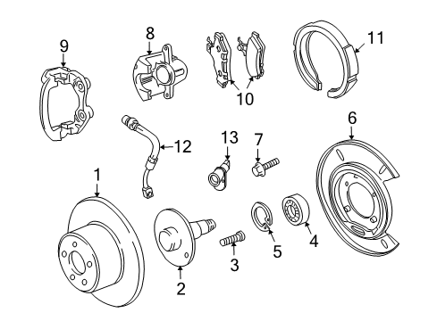 2008 Pontiac G8 Rear Brakes Shield-Parking Brake Actuator Splash Diagram for 92195997