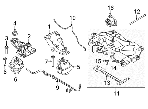 2016 BMW X5 Engine & Trans Mounting Engine Mount Bracket Right Diagram for 22116856182