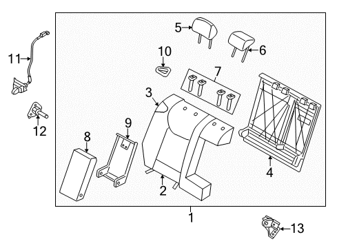 2015 Hyundai Elantra Rear Seat Components Rear Seat Back Armrest Assembly Diagram for 89900-3Y600-MSD