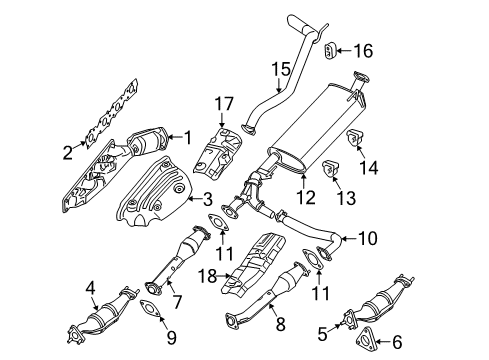 2019 Nissan Frontier Exhaust Manifold Three Way Catalyst Converter Diagram for 208A3-9BL0A