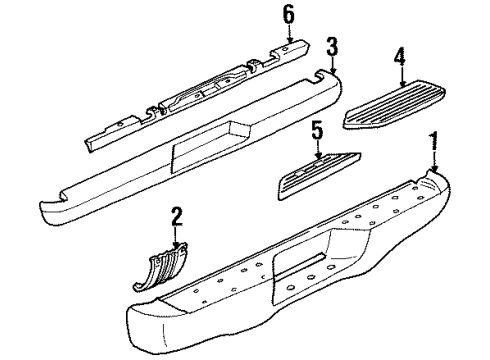 1999 GMC Yukon Rear Bumper Pad-Rear Bumper Step *Marked Print Diagram for 15738679