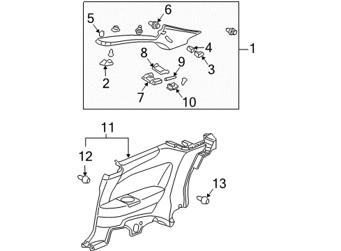 2004 Honda Accord Interior Trim - Quarter Panels Cap, R. RR. Pillar *NH220L* (CLEAR GRAY) Diagram for 84133-SDN-A00ZA