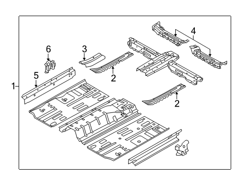 2015 Hyundai Elantra Pillars, Rocker & Floor - Floor & Rails Member-Center Floor Side, Upper Diagram for 65118-3Y000