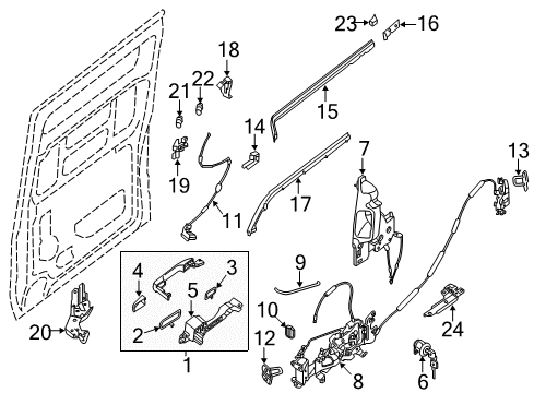 2014 Nissan NV2500 Side Loading Door - Lock & Hardware Cylinder Set-Slide Door Lock Diagram for H2600-1PA0A