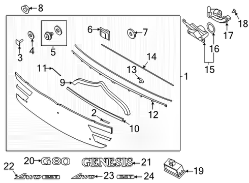 2021 Genesis G80 Parking Aid Screw-Tapping Diagram for 12492-04083