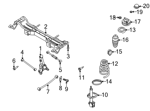 2000 Kia Spectra Rear Suspension Components, Stabilizer Bar Coil Spring Diagram for 0K2A228011DS
