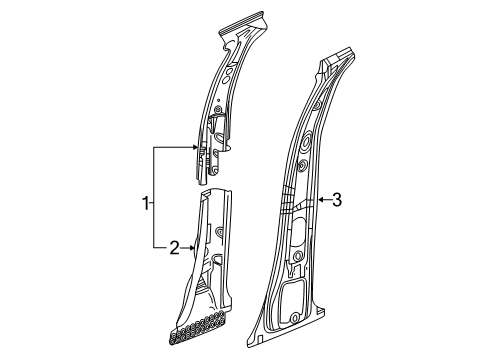 2020 Buick Enclave Center Pillar Center Pillar Reinforcement Diagram for 84378223