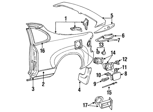 1992 Toyota Celica Quarter Panel & Components Body Side Molding Diagram for 75651-20400-02